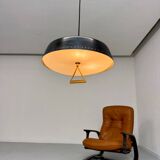 Antique Italian design Stilnovo brass and vintage metal gallows lamp
