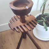 Brutalist ashtray in solid oak 50s