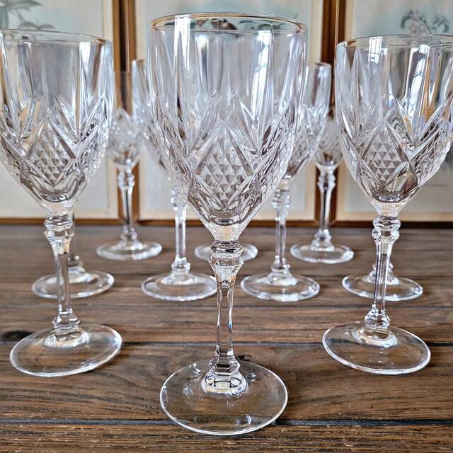 Chiseled wine glasses Cristal d'Arques Fontenay model (10 glasses)