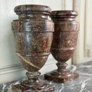 Pair of Sarrancolin marble urns, France 19th century