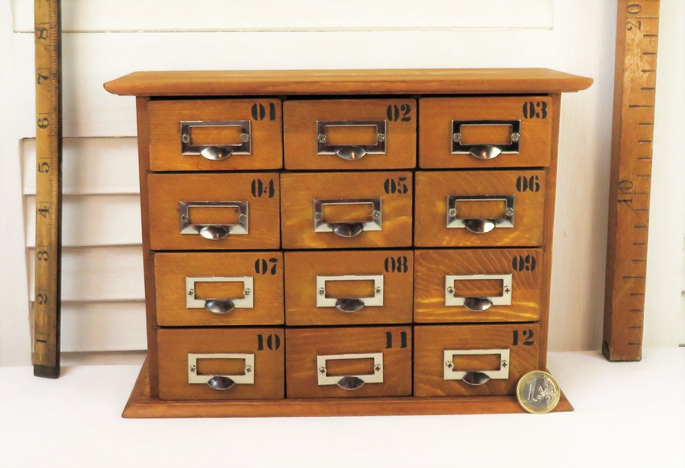 Small workshop furniture with drawers style watchmaker's or apothecary's layette, restyled indus