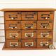 Small workshop furniture with drawers style watchmaker's or apothecary's layette, restyled indus