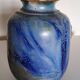 Vase with 2 small fleur-de-lis - glazed terracotta, cobalt
