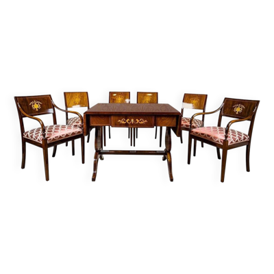 Ensemble de salon Biedermeier antique, années 1890, ensemble de 7 pièces
