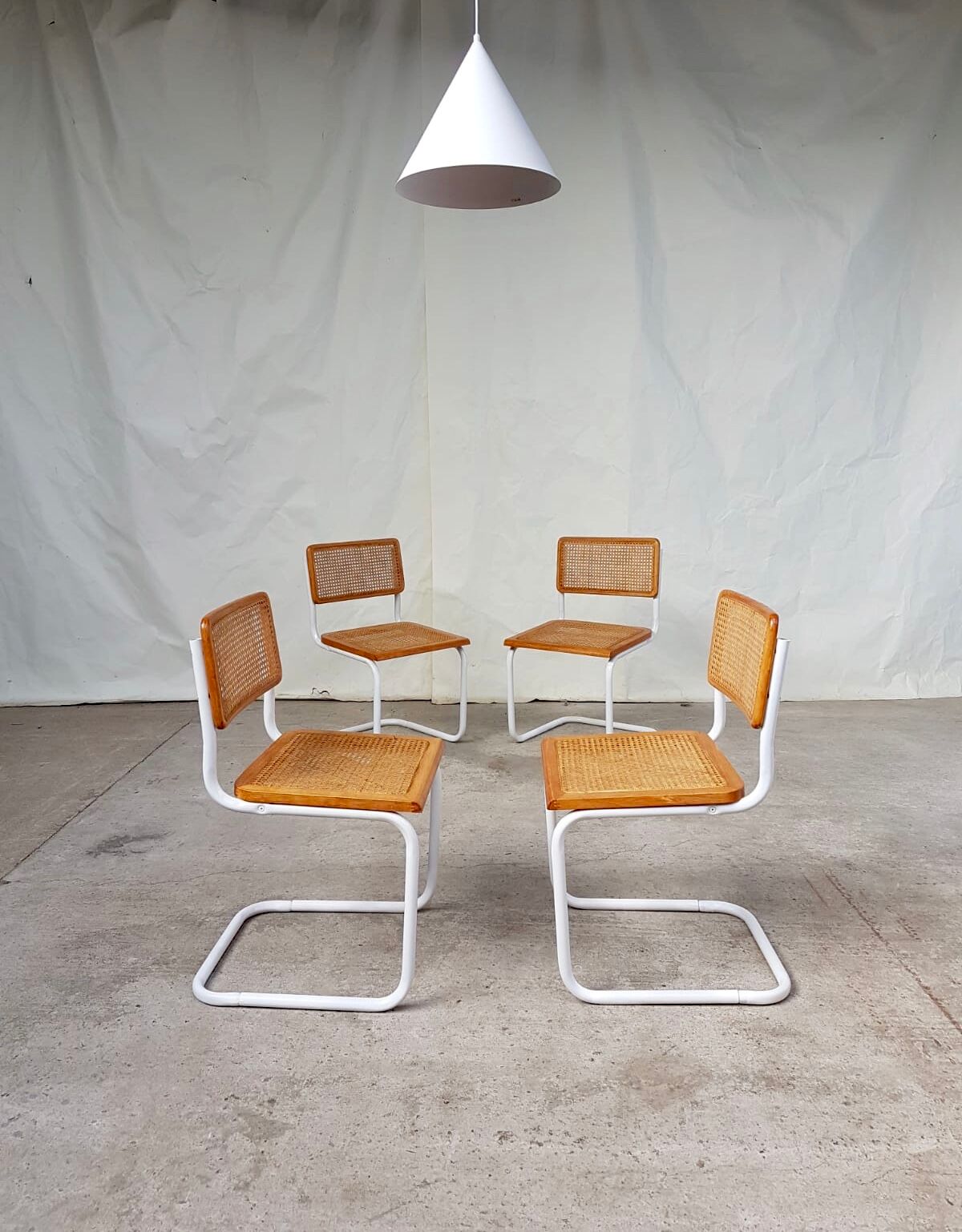 Set of 4 Habitat cesca dining chairs by Marcel Breuer, 80