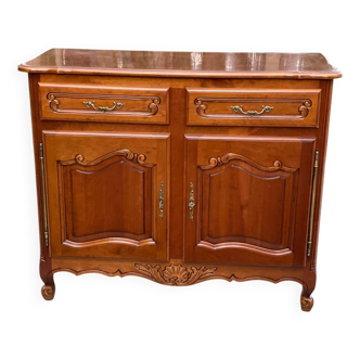 Buffet Louis XV merisier et marqueterie brillant 2 portes et 2 tiroirs bahu
