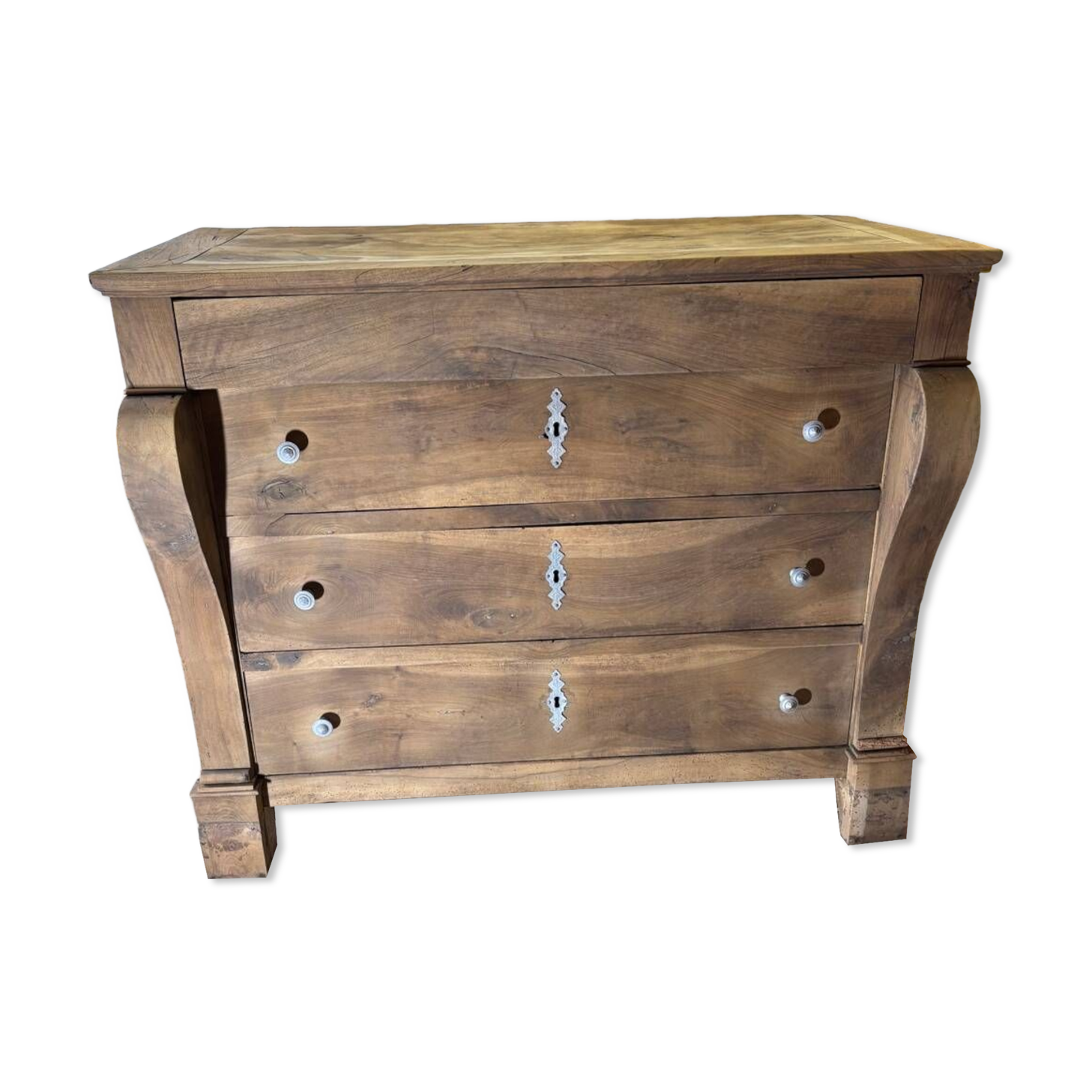 Old raw wood chest of drawers