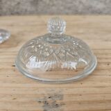 Round molded glass butter dish
