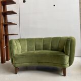 Banana sofa in pistachio green velvet, 1950