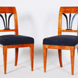 Pair of Biedermeier dining chairs made in Czechia circa 1830s. Restored Cherry.