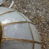 Suspension abat jour ancien en nacre et laiton