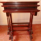 Table gigogne en bois ancienne vintage beaux reflets