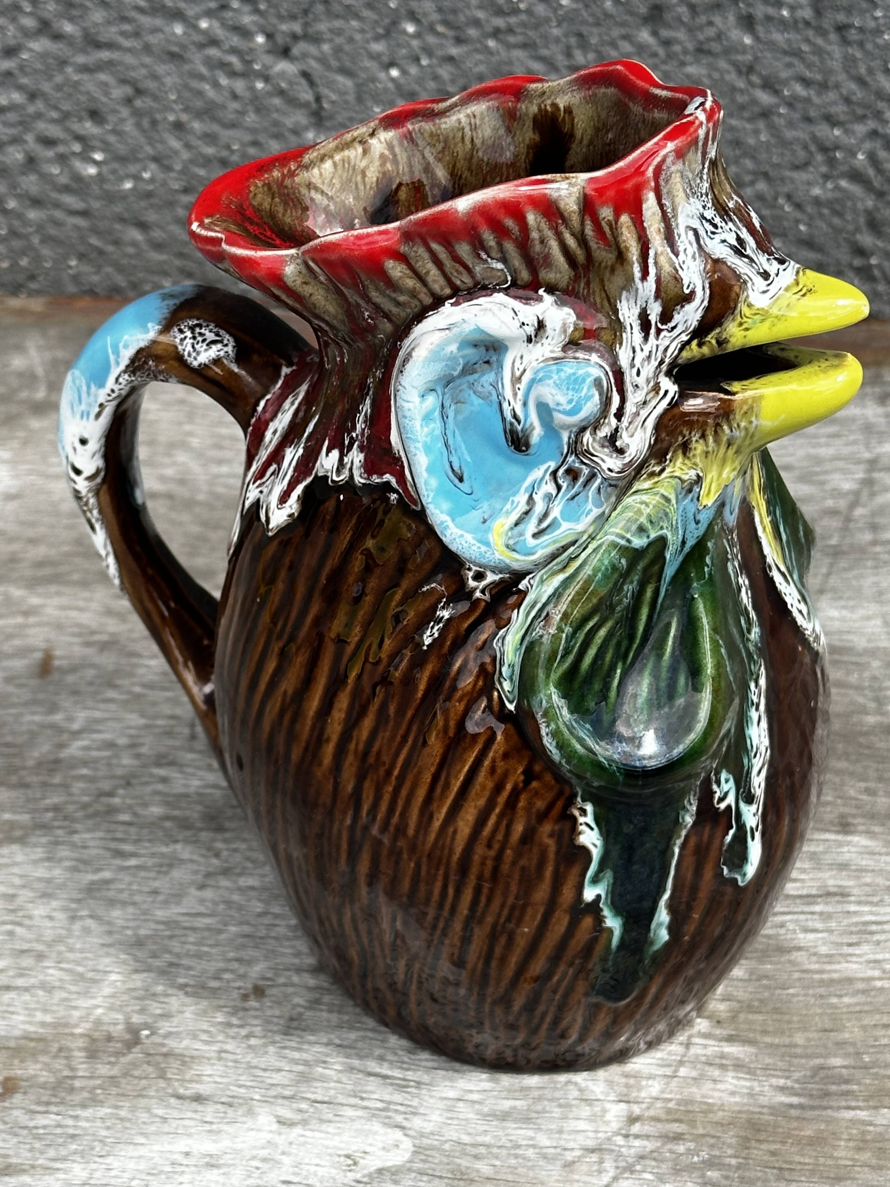 Vallauris Ceramic Rooster Pitcher - 1970s - H 20 cm