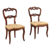 Chaises anciennes Louis-Philippe en noyer et tissu, XIXe siècle