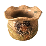Vase corolle en grès motif floral