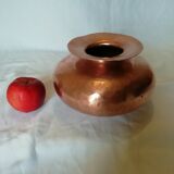 Ball vase with flared hammered copper collar