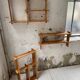 Trio d'étagères constructivistes en pin style Regain