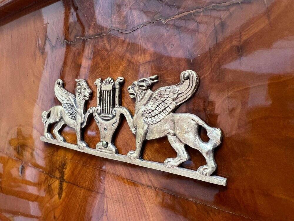 Biedermeier Cherry Wall Mirror with Brass Decor, South Germany, 1820s