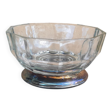 Coupe en cristal italien sur socle en métal argenté
