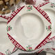 6 Digoin Sarreguemines Niger model soup plates with floral pattern and red/white checks