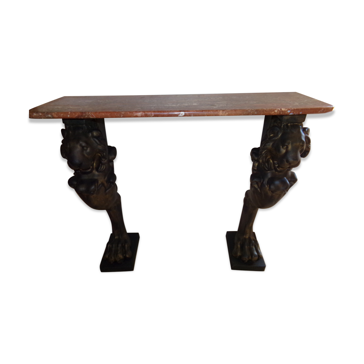 Console en marbre sur pieds lions