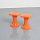 Pair of orange Tam Tam stools by S.E.L.U.P.