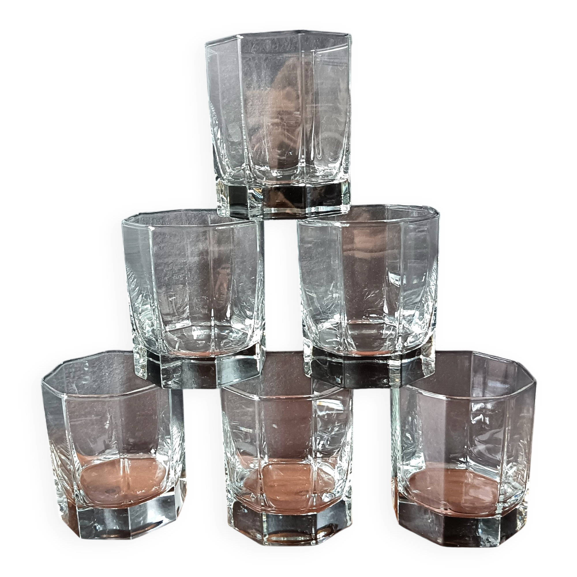 6 vintage transparent octagonal 24 cl glasses by Luminarc