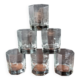 6 vintage transparent octagonal 24 cl glasses by Luminarc