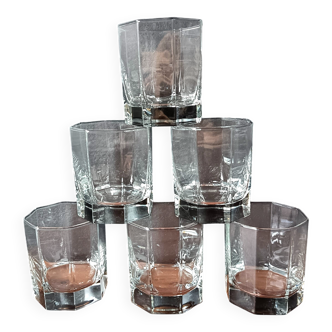 6 vintage transparent octagonal 24 cl glasses by Luminarc