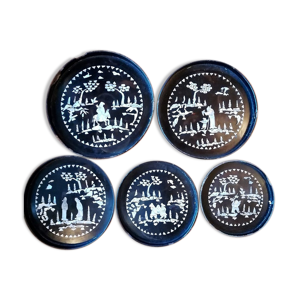 set de 5 plateaux en