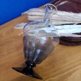 Vase vintage en verre, détails noirs en relief