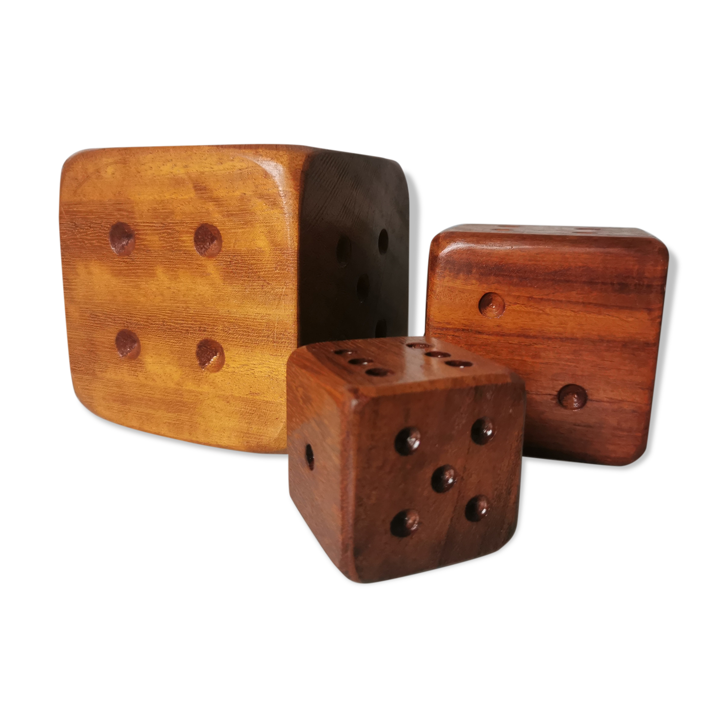 Carved wood dice