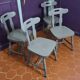 Série de 4 chaises bistrot anciennes en chêne GRISE