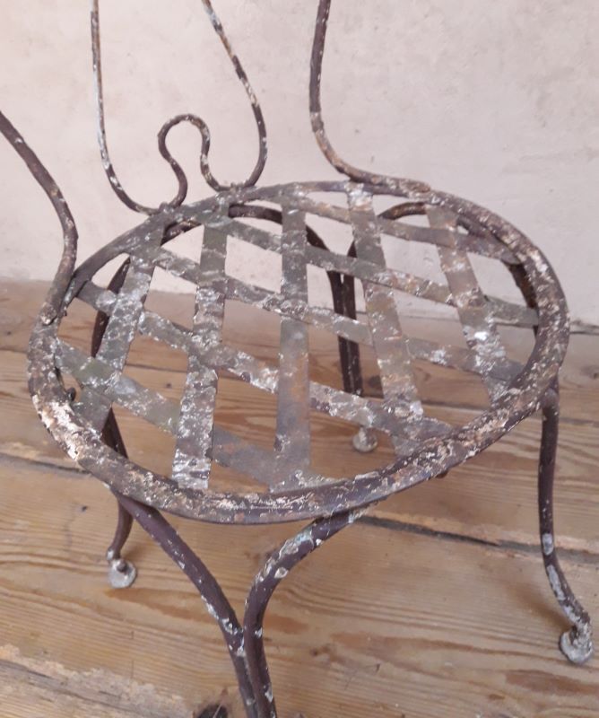 Xix° wrought iron garden chair