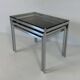 Italian Midcentury Set of Three Chromed Metal Glass Stackable Tray Tables,