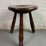 Turned wooden tripod stool