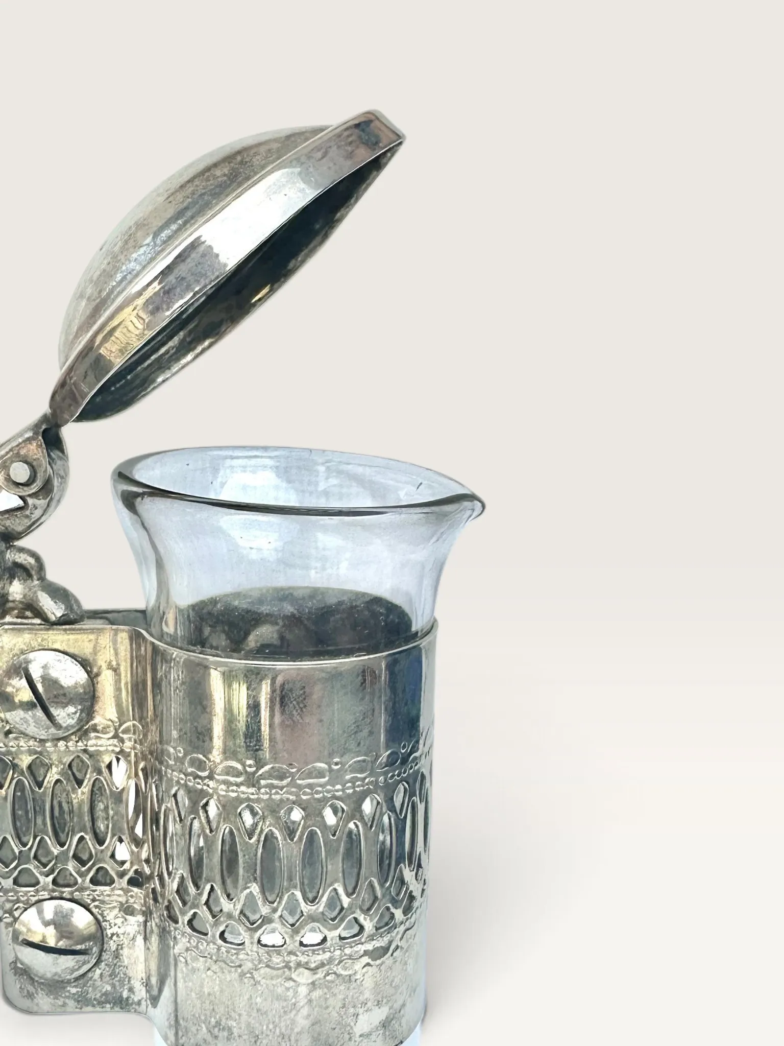 Glass and silver-plated metal jug, Louis XV style