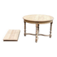 Extendable round farmhouse dining table restored in solid oak from the 19th century