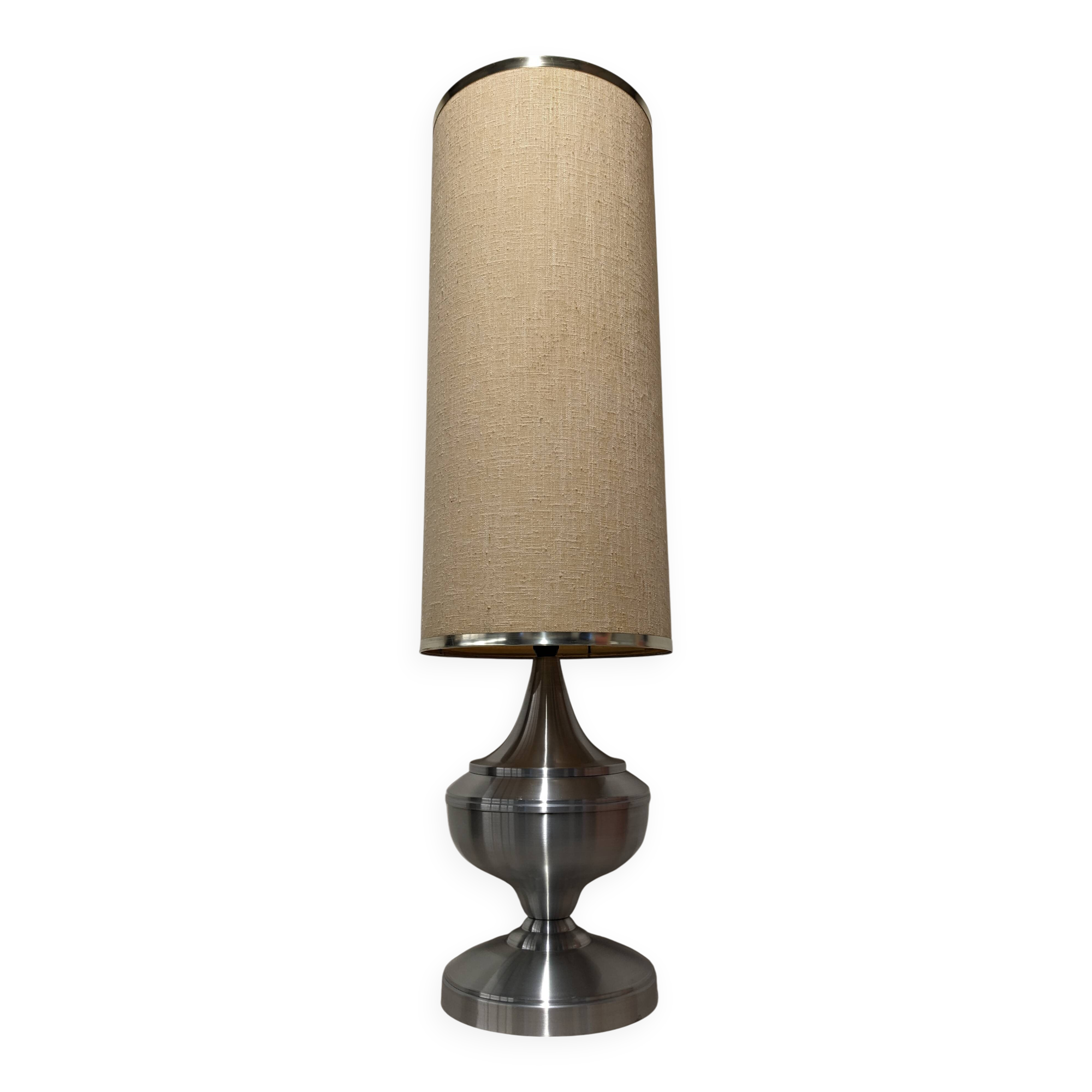Space age XL living room lamp in brushed aluminium, France circa 1970.