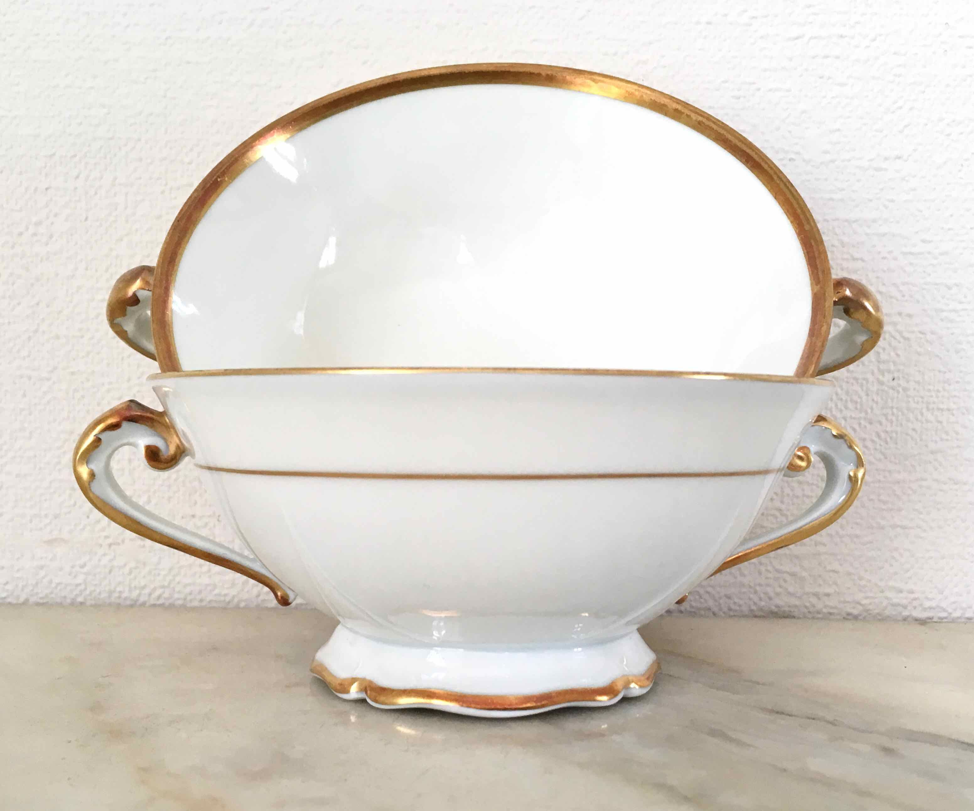 Set of 12 bowls with 2 porcelain handles