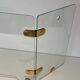 Three-Panel Folding Fire Screen with Clear Glass and Brass Hinges Ova
