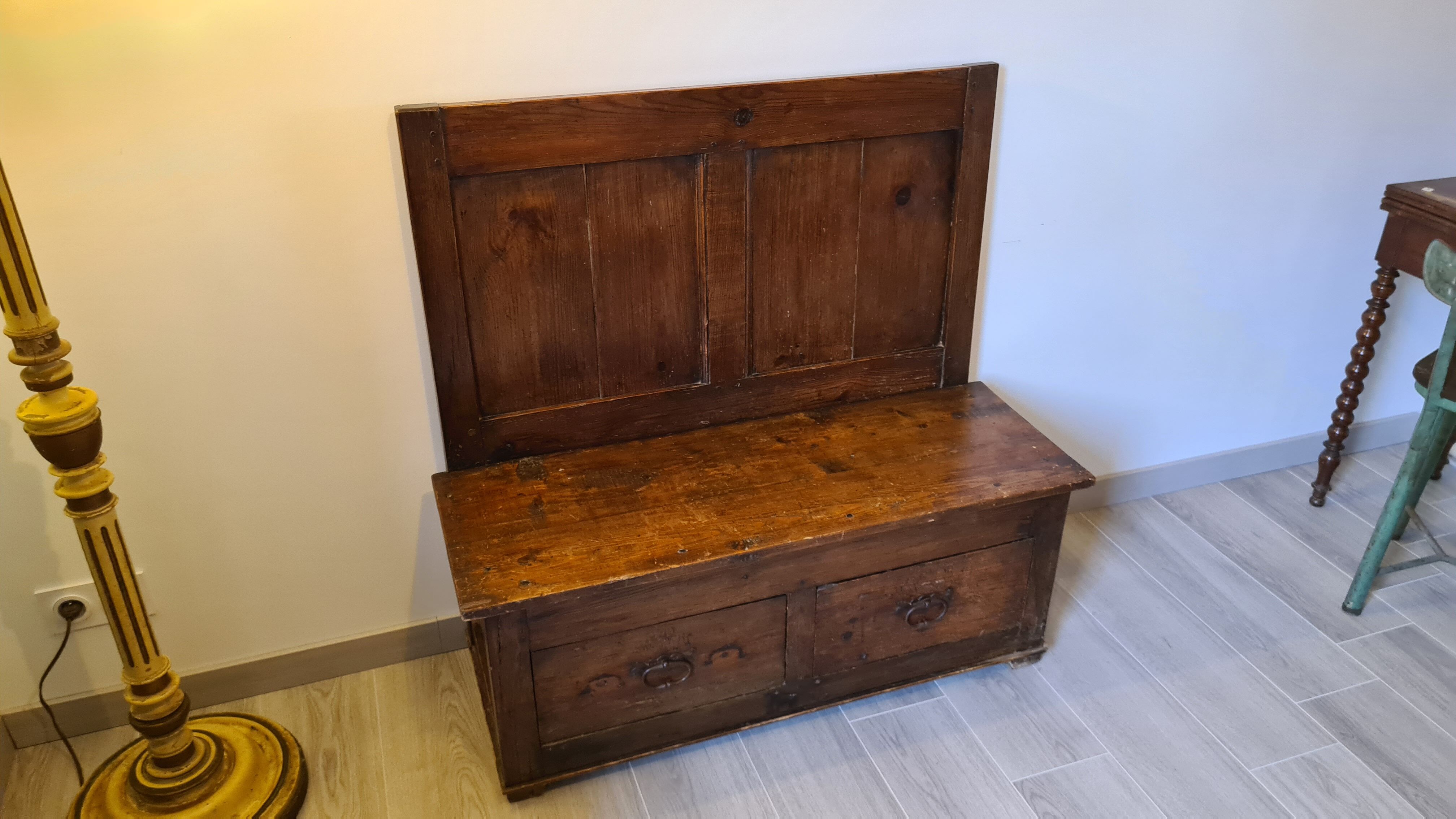 Nineteenth century oak church chest bench