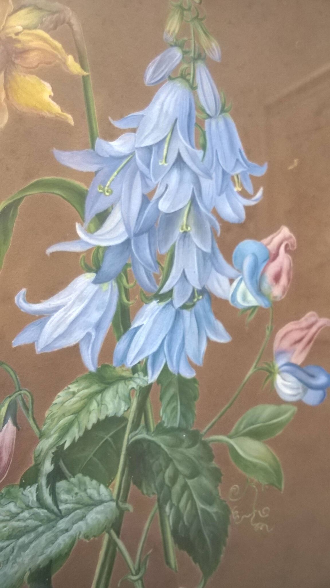 Antique painting - floral composition - gouache signed Gustinoff 1851