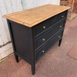 Matte black oak chest of drawers with 3 drawers