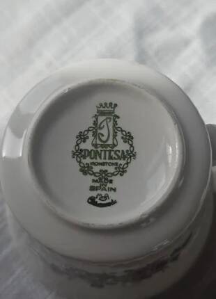 Vintage Pontesa coffee service - 8 cups and saucers - Floral pattern - Perfect condition