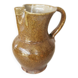 Vintage Studio Pottery Owl Pitcher: Speckled Glaze Stoneware Vase