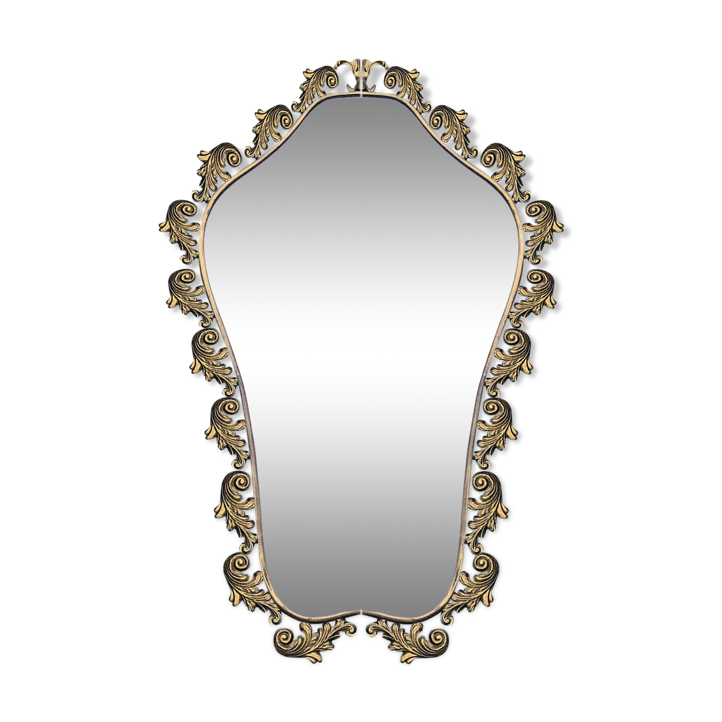 Vintage mirror with brass rim - 70x40cm