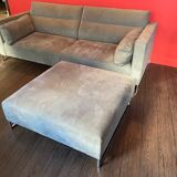 Urbani sofa and ottoman in grey alcantara