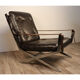 Pair of leather and chrome metal armchairs 1970