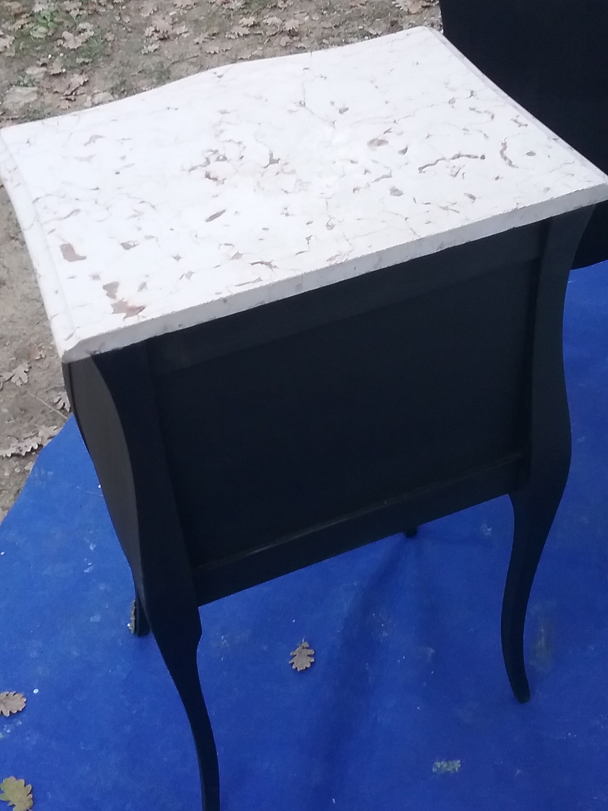 Pair of black L XV style bedside tables